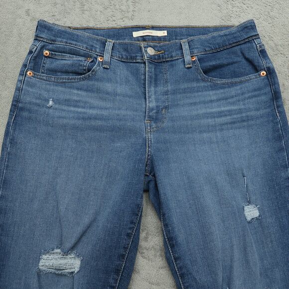 Levi's Jeans Women's Size 31 Blue Mid-Rise Boyfriend Denim 27" Inseam Distressed - Picture 15 of 16